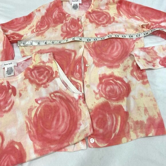 Kate Hill 2 pieces cardigan and sleeveless tie dye top set size XS 100% cotton - Picture 9 of 12